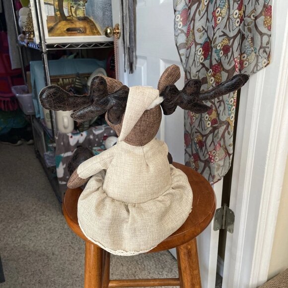Decorative Plush Moose Weighted Door Stopper - Picture 3 of 5
